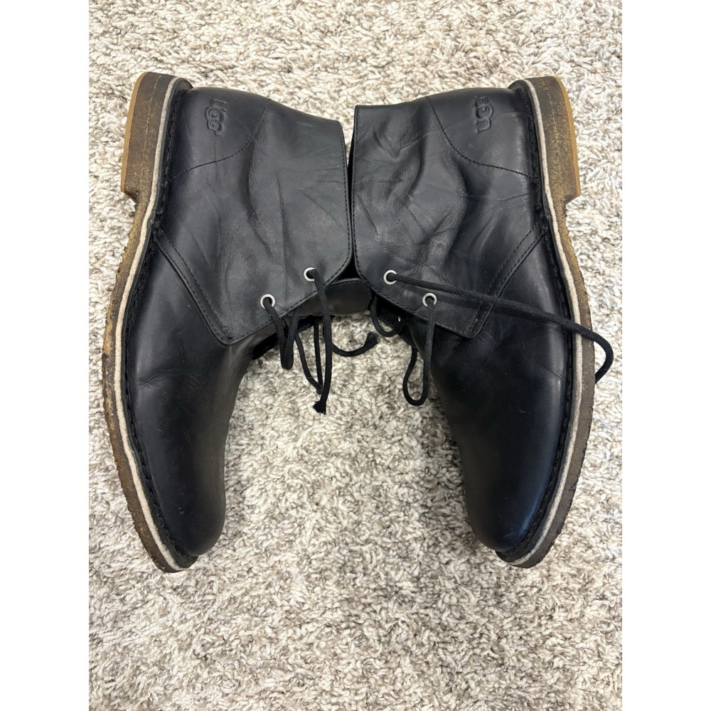 UGG Leighton Men's Black Leather Chukka Boots Size 10 3275 Shoes READ